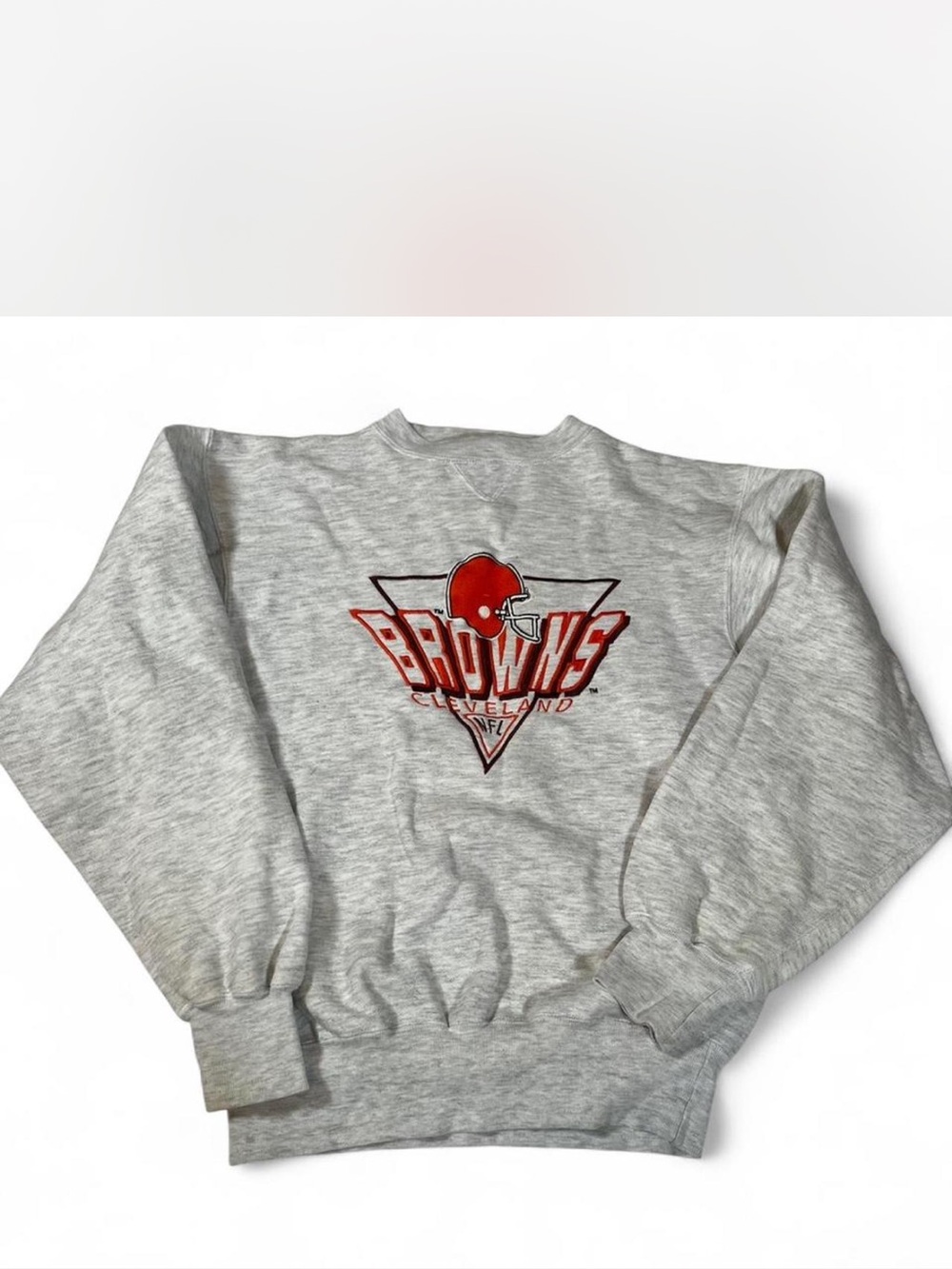 Vtg 90s Cleveland Browns Logo 7 Crewneck‎ Sweatshirt Gray Graphic NFL Mens s